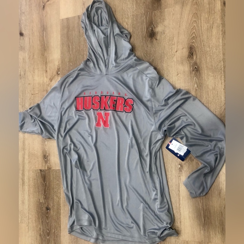 Husker Mens XXL Champion dry fit long sleeve hooded shirt